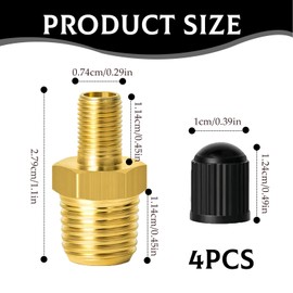 4PCS Copper Tyre Valve, Schrader, Presta Valve Adapter, Suitable for Containers, Expansion Tanks, Pressure Tanks, Wall-Mounted Boilers, etc., Sealed and Inflated.