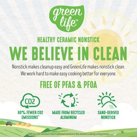 GreenLife Soft Grip Diamond Healthy Ceramic Nonstick 13 Piece Cookware Pots and Pans Set, PFAS-Free, Dishwasher Safe, Turquoise, Diamond Cookware