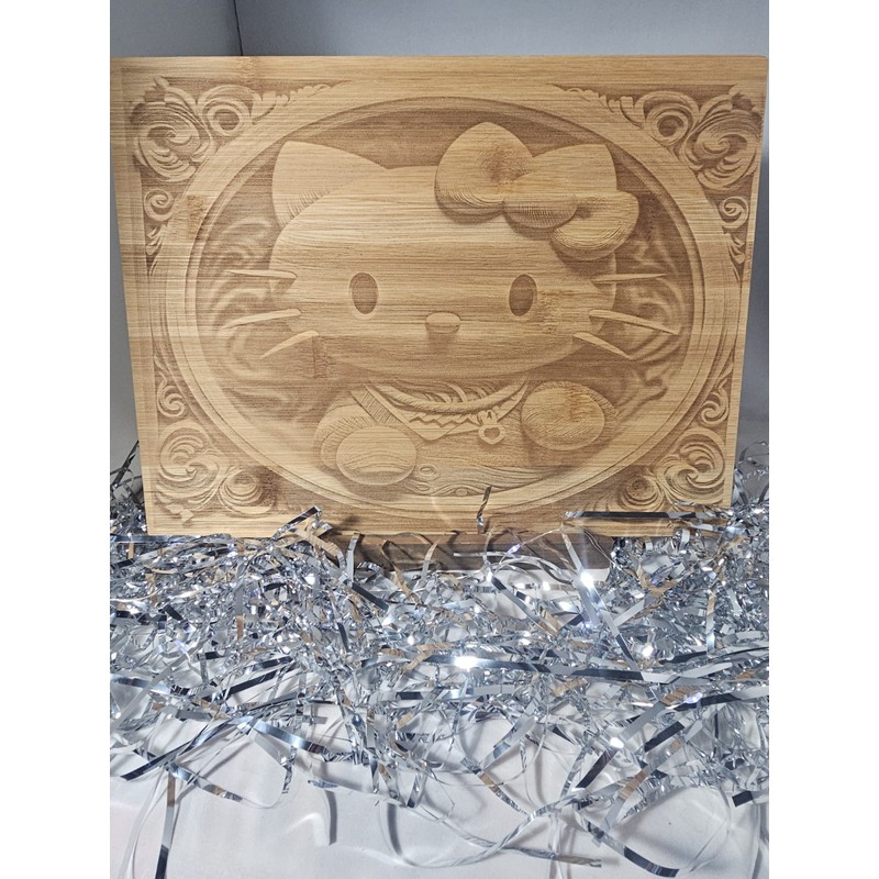 Cartoon Kitty Laser Engraved Cutting Board