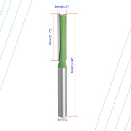 Aopin Router Bit 6mm Cutting Dia 6mm Shank Dia Double Flute Straight Bit Carbide for Woodworking Milling Cutter Tool, Green, Silver, 2Pcs