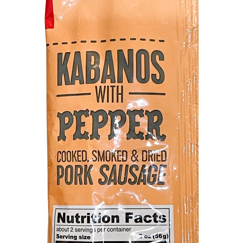 Dry Thin Kabanos with Pepper, Cooked, Smoked and Dried Pork