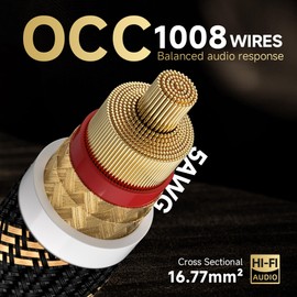 TODN 5 AWG Banana Plug Speaker Cable with Convertible Spade Plug Dual Shielded Speaker Wire Stereo Cord for Home Theater Amplifiers, (6.5 ft/2 m, 1 Piece)