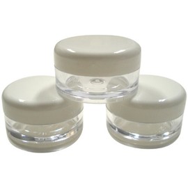 5ml Empty Plastic Cosmetic Jars x 50 CLEAR with WHITE Lids for Creams/Sample/Make-Up/Glitter Storage