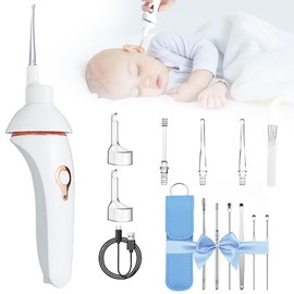 BIZOI Elektrische Ohrenschmalz Entferner Vakuum, Sicherer Schmerzloses Ohrreiniger, Entferner Vakuum mit Led-Licht, 5 Waschbaren Ersatzköpfen für Kinder, Erwachsene, Familien, Reisen, Schlafsaal