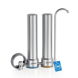 Frizzlife DS99 Countertop Water Filter System, 8-Stage Stainless Steel Water Filter for Sink Faucet, 0.5 Micron NSF Certified Elements Reduces 99.99% Lead, Chlorine, Heavy Metals, Bad Taste & Odor