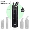 Konokyo 22oz Stainless Steel Bottles with 3 Lids Sport Insulated