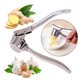 AKOAK 1 Pack Garlic Press, Stainless Steel Ginger Crusher, Rust-Resistant, Easy to Squeeze and Clean, Household Kitchen Onion Slicer, Non-slip Handle