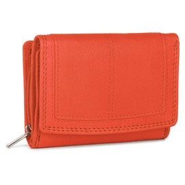 J. Wilson London Ladies Designer RFID Safe Protection Luxury Quality Soft Nappa Leather Purse Multi Credit Card Women Clutch Wallet with Zip Pocket (Orange)