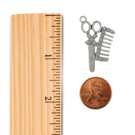 Hair Stylist Clear Crystal Scissors & Comb Lobster Claw Bracelet Barber Beauty Shop Salon Jewelry