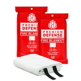 Premium Defense Fire Blanket, Fire Blanket for Home and Kitchen Emergency, Fire Extinguisher, Flame Suppression, Fiberglass, 60” x 70”, 2 Pack