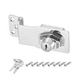 PATIKIL Keyed Hasp Locks Angle 90°, 4 Inch Twist Knob Locking Hasp Lock Metal Safety Hasp Latches for Cabinet Small Door, Keyed Different, Silver