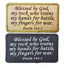 Bible Christ Psalm 144:1 Tactical Patch, Bible Verse Blessed Be God My Hands for Battle Embroidery Morale Patches Set for Caps Bags Backpacks Tactical Vest