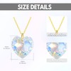 14K Gold Crystal Heart Necklace for Women, Solid Gold Love