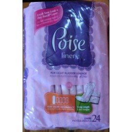 Poise Very Light Ansorbency Panty Liners Long Length 24 Count (17) Packages