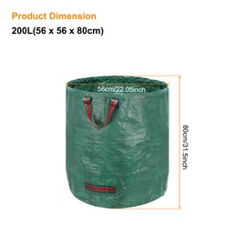 HARFINGTON 2pcs Reusable Yard Waste Bags 52.83 Gallon (22.05" x 22.05" x 31.5") 200L Polypropylene Heavy Duty Home And Lawn And Leaf Bags With Support Bar For Gardening Home Storage
