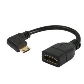 RIIEYOCA Mini HDMI Cable 15cm,90 Degree Left Angle Mini HDMI Male to HDMI Female Adapter, Support 1080P Full HD,3D, for Tablet, Camera, Graphics Card, Black(Left)