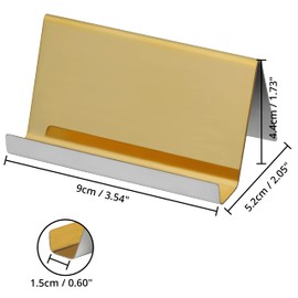 BELLE VOUS Business Card Holder Metal Stainless Steel (Pack of 2) - Stainless Steel Organiser Business Cards Storage up to 30 Business Cards - Gold Stand Business Card Holder for Name Tags, Desk,