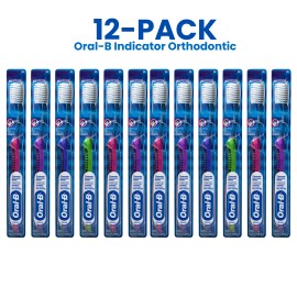 Oral-B 12-PK Oral-B Indicator Orthodontic Ergo Grip Manual Toothbrush 35 Soft Bristles