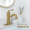 Roman Bathroom Sink Faucet Brushed Gold Single Hole Deck-Mount Pop-up