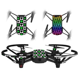Skin Decal Wrap 2 Pack for DJI Ryze Tello Drone Hearts and Stars Green Drone NOT Included