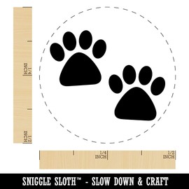 Paw Prints Pair Dog Cat Self-Inking Rubber Stamp Ink Stamper for Stamping Crafting Planners - 1/2 Inch Mini - Blue Ink