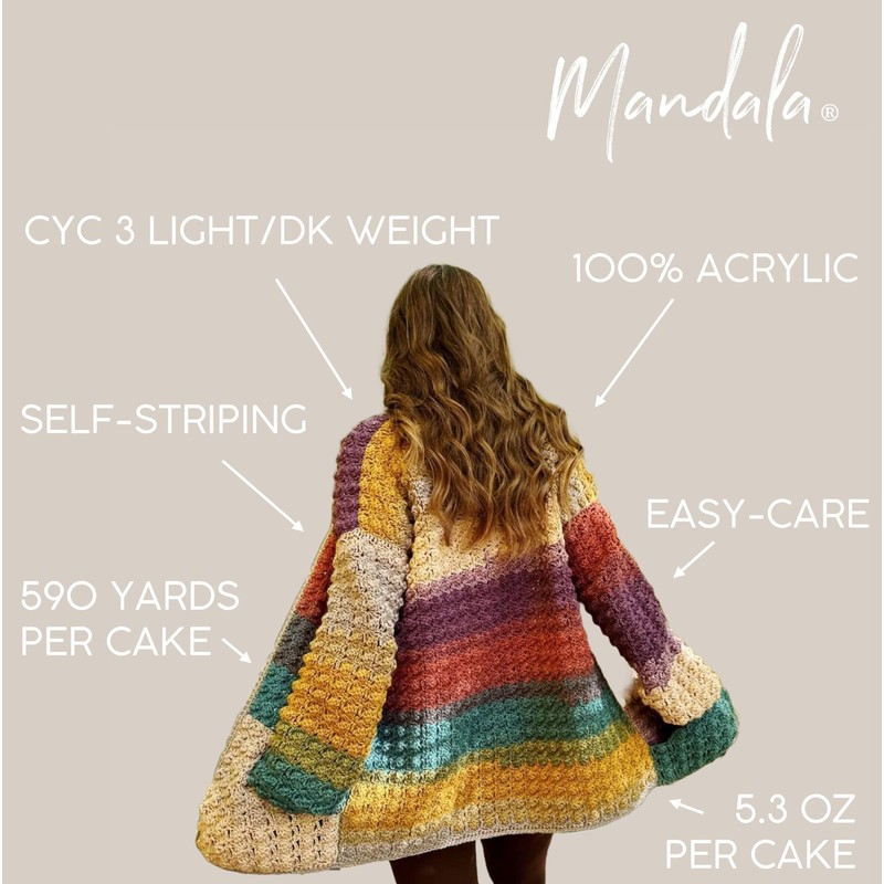 Lion Brand Yarn, Mandala DK Lightweight Yarn for Knitting, Crochet,