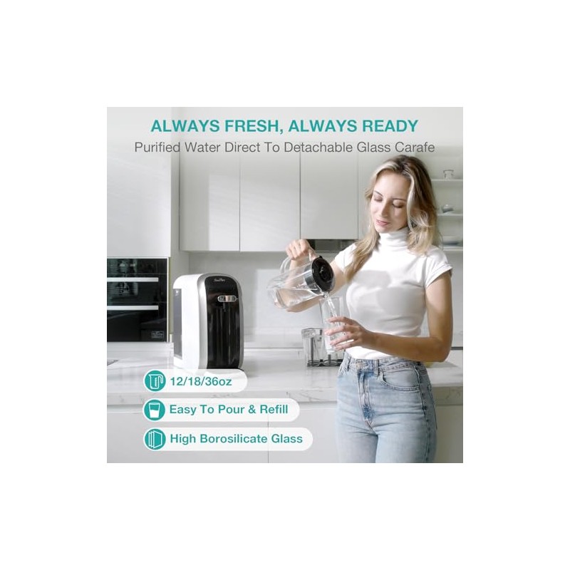 SimPure Y7T Reverse Osmosis Water Filter Replacement Carafes, Portable Glass