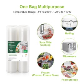 Bonsenkitchen Vacuum Sealer Bags, 11" x 20' Rolls 2 Pack for Food Storage Saver, Bpa Free, Heavy Duty, Commercial Grade Textured Food Roll, Customized Size Bag for Sous Vide Cooking, VB3207