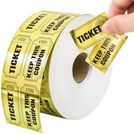 ceiba tree 1000 Raffle Tickets Gold Double Roll Metallic Gold Foil Ticket for Events Carnivals Entry Class Reward Prizes