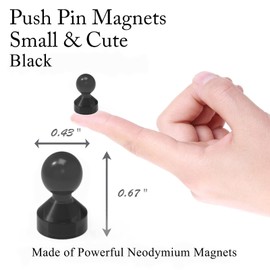 MHDMAG Magnetic Push Pins Powerful Push Pin Magnets for Fridge Whiteboards Calendars Maps in School & Office Pack of 32,Black