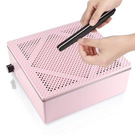 AREMOD 60W Nail Dust Collector Vacuum, High Power Nail Dust Collector Quiet Nail Vacuum Cleaner Reusable Filter for Nails Manicure Extension Nails(Pink)