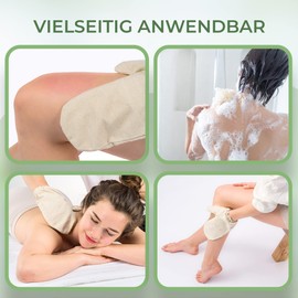 Massage Gloves Made of 100% Linen Cotton [1 Pair] for Skin Nourishing Exfoliating Massage - Can be Used Dry and Wet