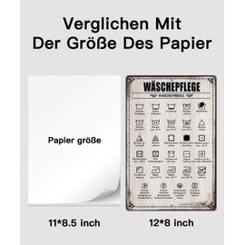 Putuo Decor Laundry Care Tin Sign - Washing Symbol Overview for Laundry Room, Vintage Metal Wall Decoration, 30 x 20 cm