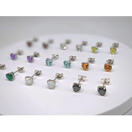 Solid Sterling Silver 5mm Heart Shaped Natural 0.9 CT Opaque Ruby Stud Earrings, High Polished Natural Opaque Ruby Earrings with Push Backs