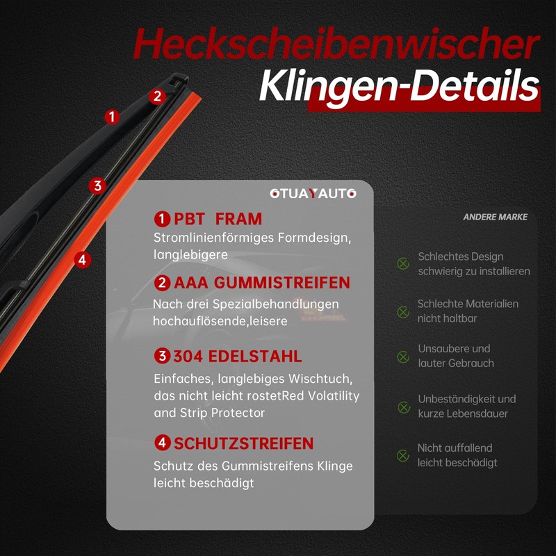 Rear Windscreen Wiper Passat B6 B7, OTUAYAUTO Windscreen Wiper Rear