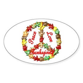 CafePress Thanksgiving Peace Sign Oval Car Bumper Sticker