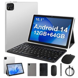 ITMEIPC Tablet, Android 14 Tablet with 12GB (4+8) RAM 64GB ROM, Octa-Core Processor Tablet with Keyboard, Mouse, 10.1 Inch 1280 * 800 IPS Touch Screen, Dual Camera, WiFi 6, BT 5.4, 6000mAh Battery