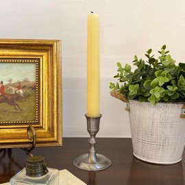 Schooner Bay Co. 3-3/4" Pewter Plated Candlestick Holder, Antique Style, Colonial, Primitive, Dining Room, Living Room, Decor