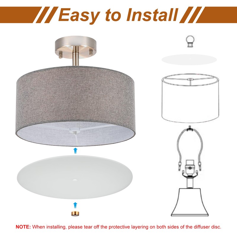 PATIKIL Lampshade Diffuser, 2 Pcs 10" Diameter with 3/8" Center