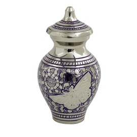 Small Keepsake Cremation Urn for Ashes, Funeral Memorial Miniature Token Urn (Purplish Blue Pitcher)