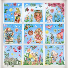Spring Window Clings Decals Flowers Birds Butterflies and Cute Girls Stickers for Home Wall Car Surface Art Decorations