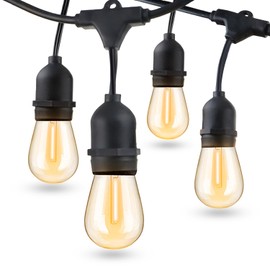 BESLAM 48FT LED Outdoor String Lights for Patio, 15 Shatterproof S14 Vintage Edison Bulbs (1 Spare), Waterproof Hanging Lights for Backyard, Porch, Garden, Bistro, Balcony Lights, Christmas Decor