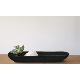Creative Co-Op Decorative Paulownia Wood Bowl, Black Tray