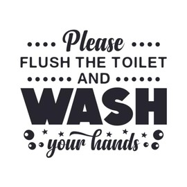 Flush The Toilet Wash Your Hands Bathroom Décor, Funny Toilet Sticker, Car Bumper Sticker, Toilet Lid Decal, Wall Art (Large, Black)
