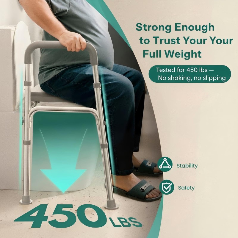 HOMEAL Raised Toilet Seat Riser with Handles for Seniors, 450LBS