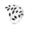 AeraVida Peaceful Olive Branch Sterling Silver & Simulated Black Onyx