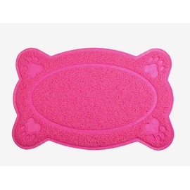 DM Cat Litter Box Debris Catcher Mat,Kitty Scatter Control Rug,16x10 Inches,5 Colors Available (Rosered)