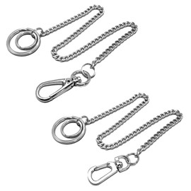 MEMOFYND 2 Wallet Chains, Punk Keyring, Long Chain Made of Stainless Steel, Trouser Chain for Men and Women, Long Chain with Key Ring, Lobster Keyring (Silver), silver