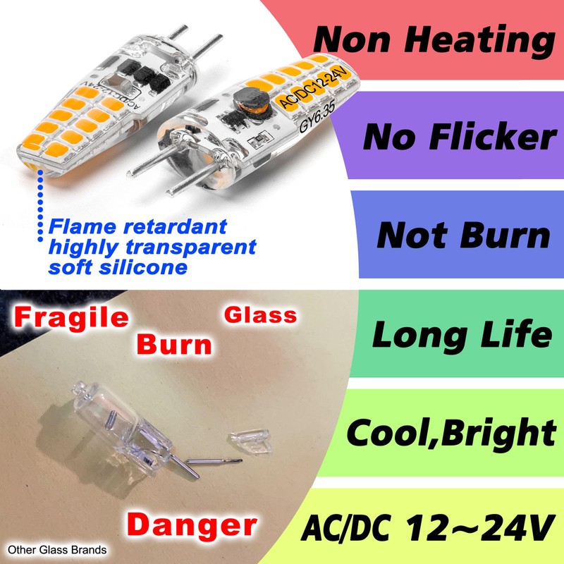 Heifymi GY6.35 LED Bulb 2W Equivalent 20W Halogen Bulb 2700K