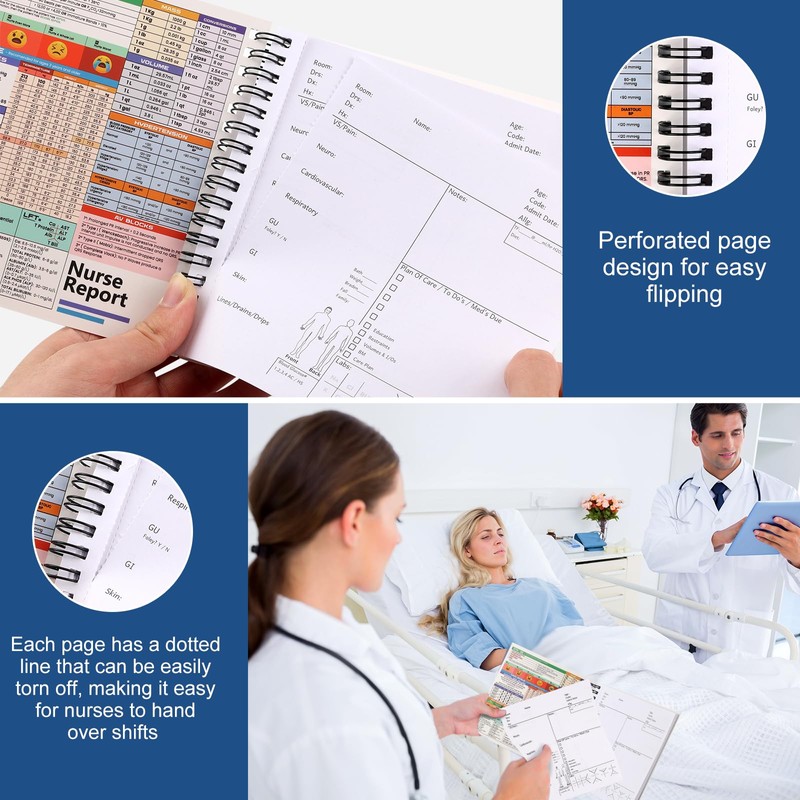 Deqing warm Nurse Essentials Report Notebook for Work,Nursing Report Sheets